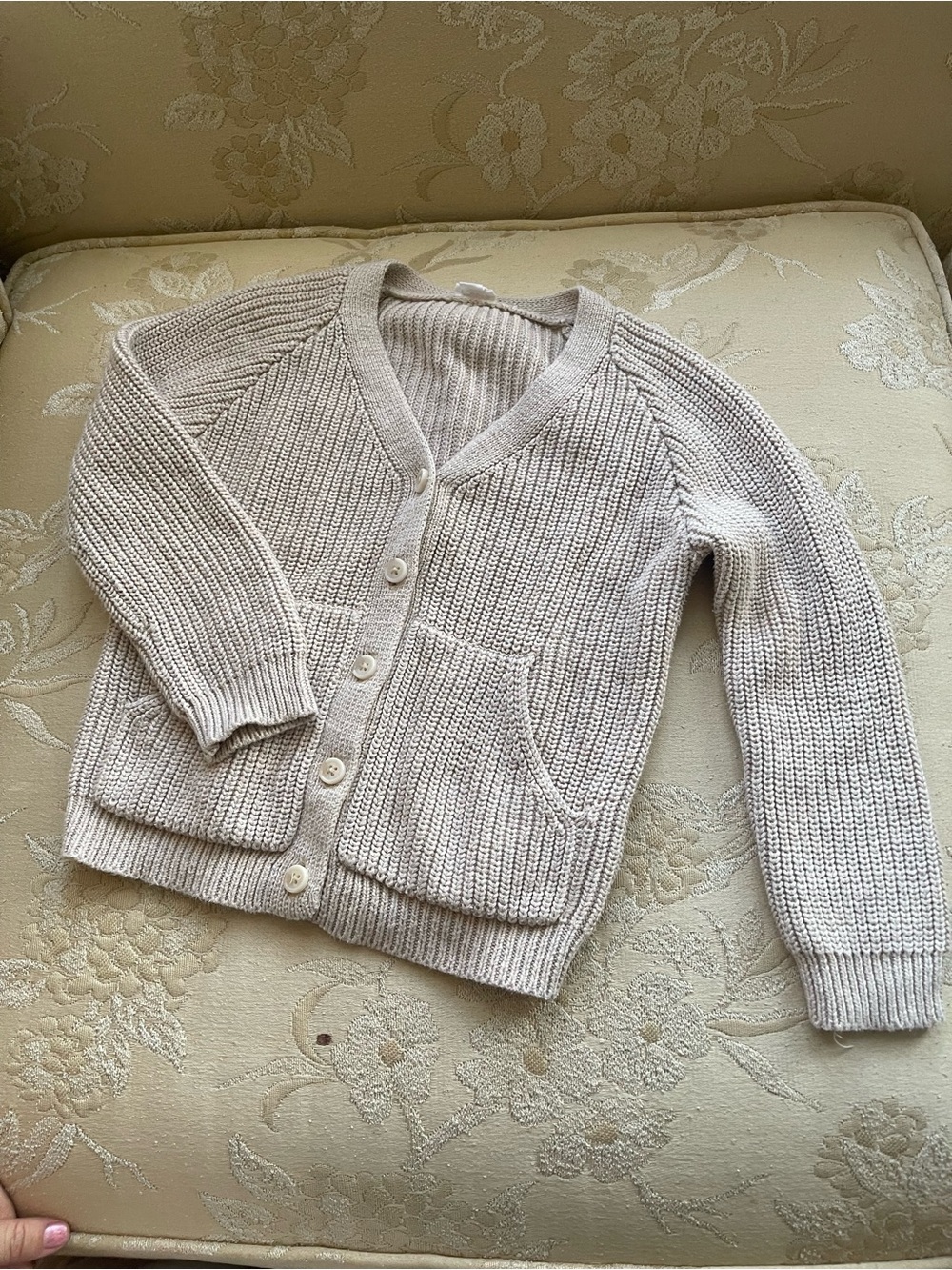 Jamie Kay Cotton Knit Cardigan in Beige